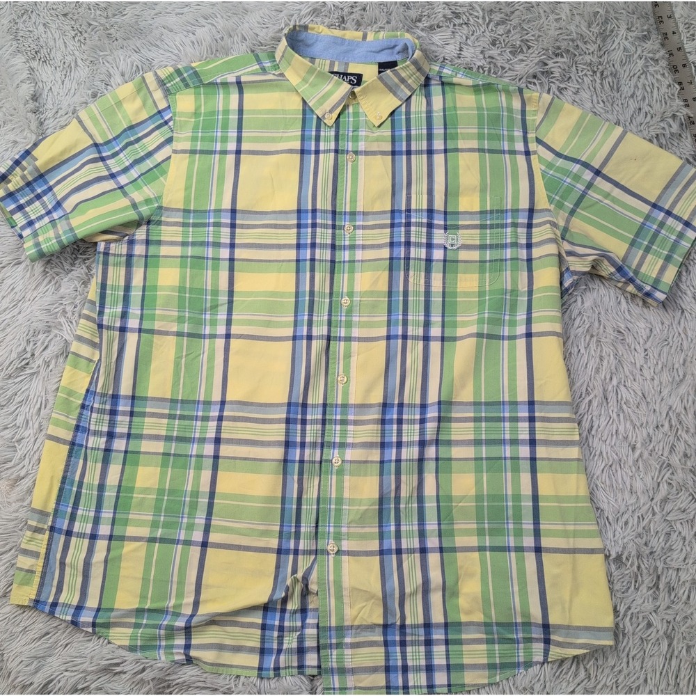 Chaps Ralph Lauren Shirt Mens XXL Plaid Button Up Casual Preppy Lightweight